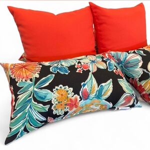 Floral and Red Throw Pillows Set